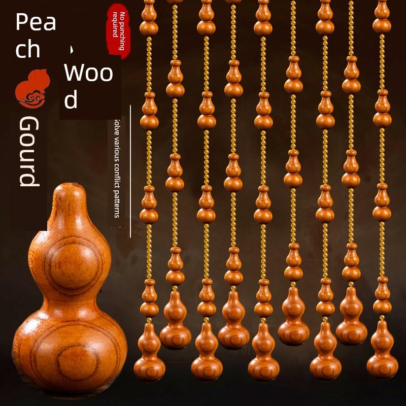 桃木葫芦珠帘水晶门帘门对门化解隔断卧室卫生间家用免打孔帘