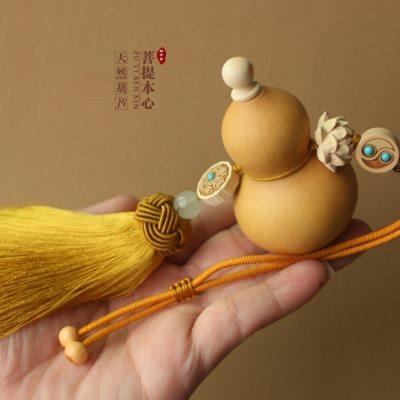 天然葫芦挂件门对门门口大门对客厅卧室玄关金色流苏莲花招财挂饰