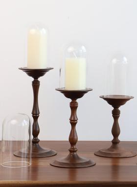 法式复古烛台摆件中古木质高脚氛围感香薰烛台底座高颜值装饰摆件