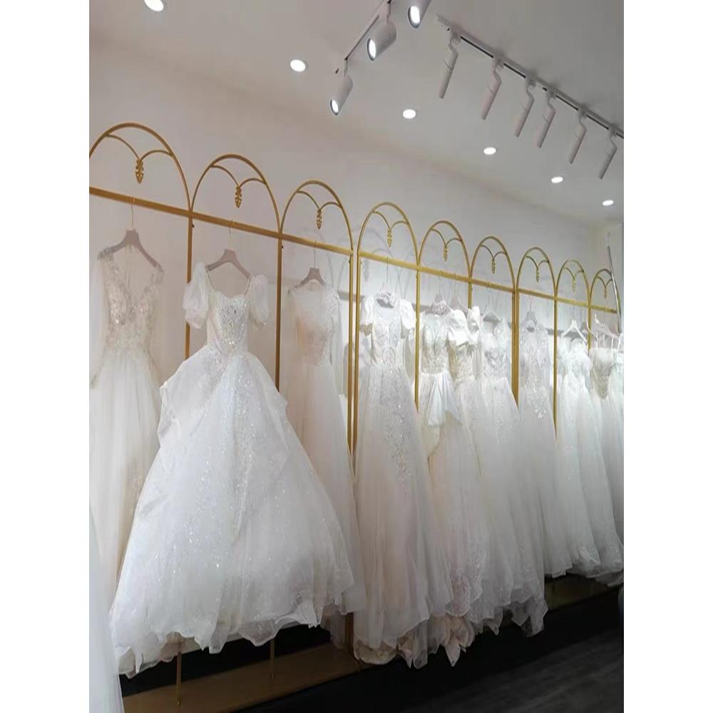 铁艺婚纱架高档礼服旗袍展示架照相馆店挂婚纱架子落地专用加粗货