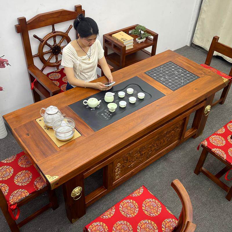 老船木茶桌椅组合实木家用茶几客厅办公室泡茶台茶具套装一体烧水