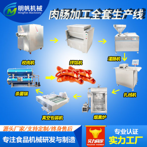 广式腊肠自动灌肠机 肉肠熏制生产线 肠类加工成套设备