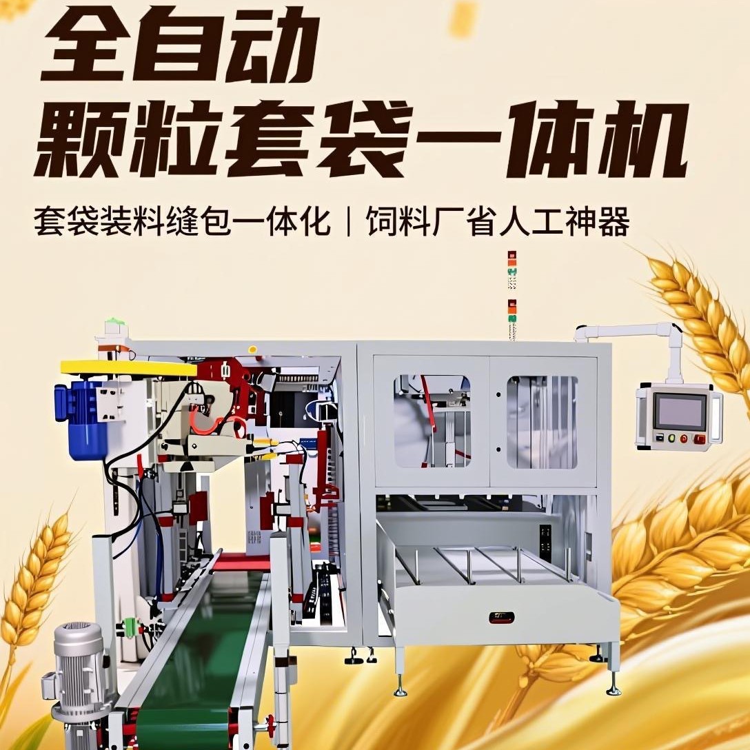 40公斤饲料化工塑料肥料称重自动包装机蛇皮袋全自动颗粒套袋机