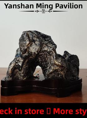 研山铭馆灵璧石小摆件精品天然原石小石头微型景观迷你手把件茶宠