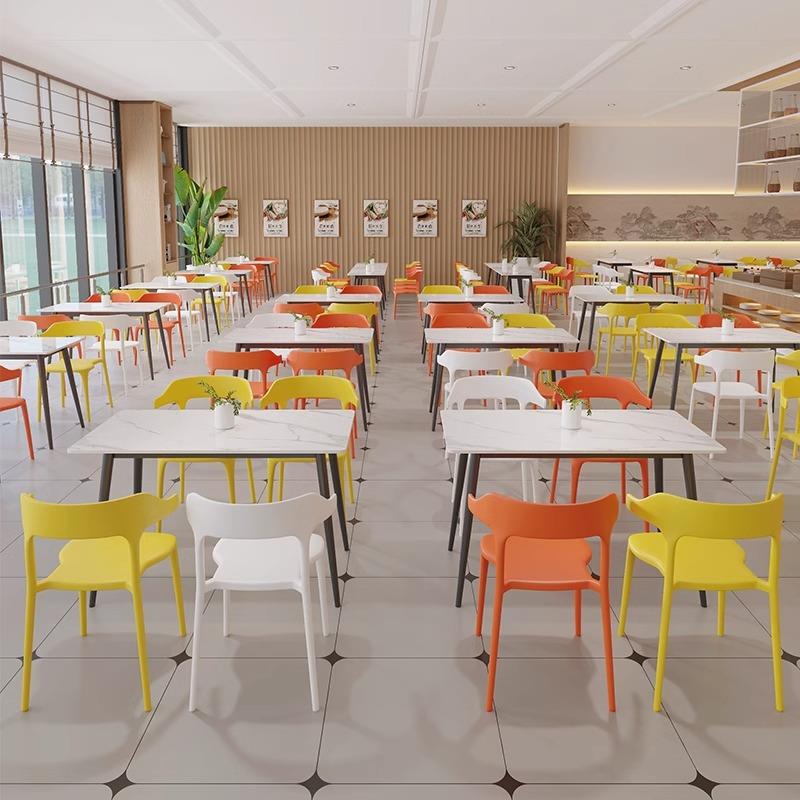 学校公司员工食堂餐桌椅组合小吃快餐烘烤咖啡厅商用餐饮岩板桌椅