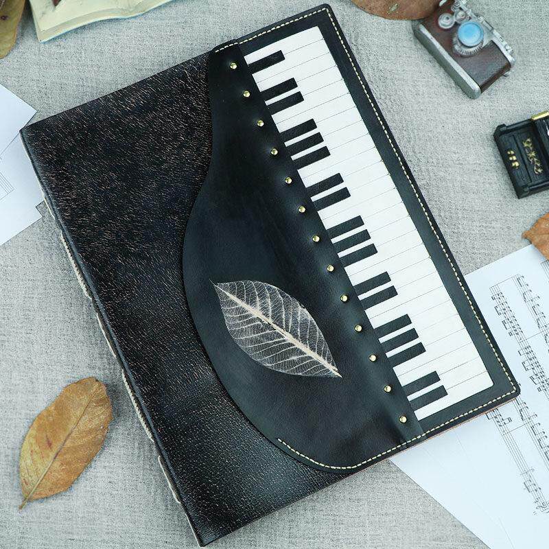 钢琴真皮乐谱夹a4活页手工牛皮乐谱本音乐谱夹歌曲册文件夹资料册