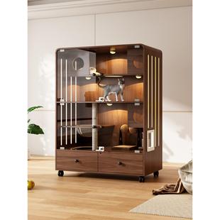 猫别墅家用室内猫爬架带厕所一体猫窝柜豪华不占地猫舍实木猫笼子