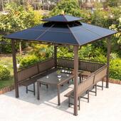 户外遮阳棚庭院凉亭楼顶亭子休闲温室子凉棚大型篷房家用移动蓬