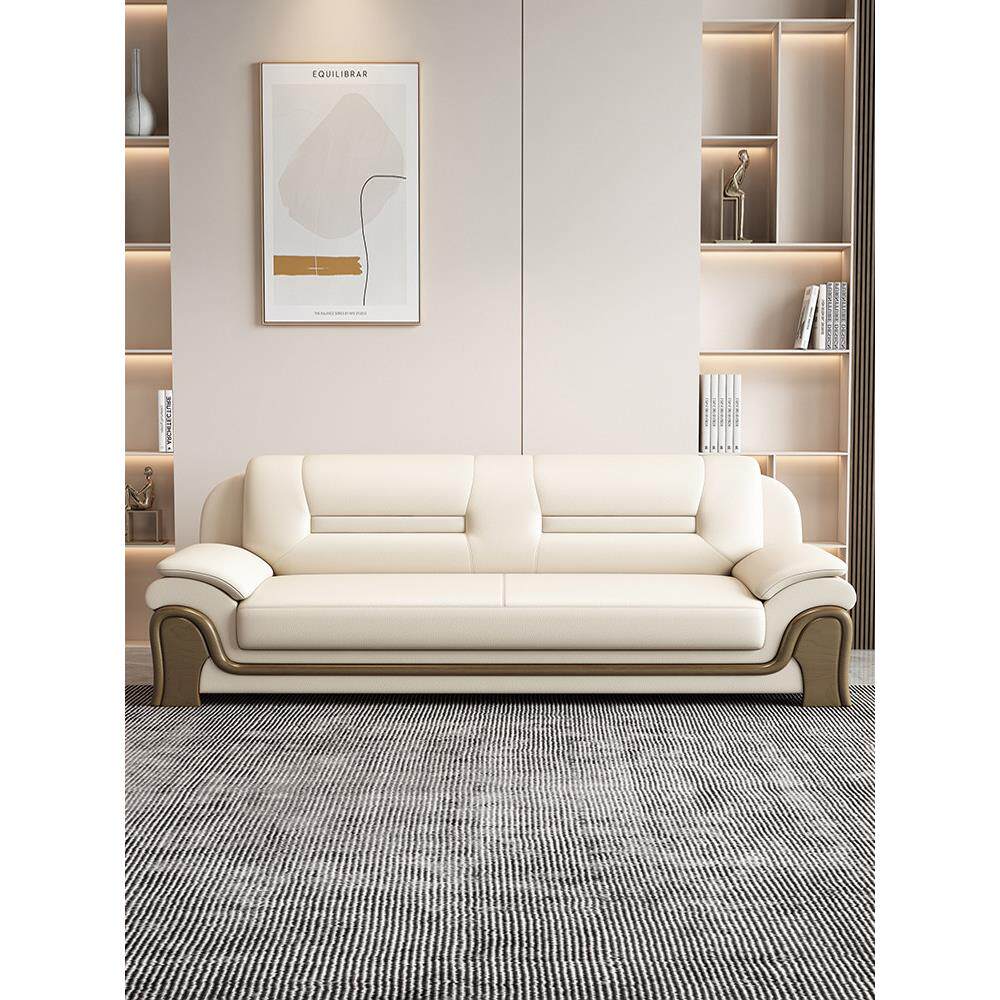 办公沙发客厅真皮办公现代简约中式三座2024新沙发咖啡桌组合