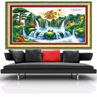 十字绣迎客松山水画2025新款旭日东升聚宝盆客厅挂画生意兴隆新版