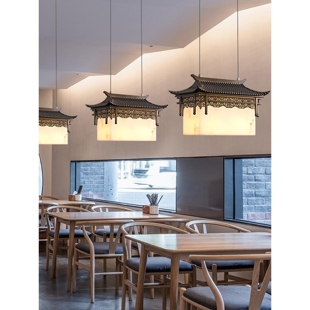 新中式古建筑吊灯餐厅宋代美学阁楼餐饮别墅摆件江南徽派民宿吊灯