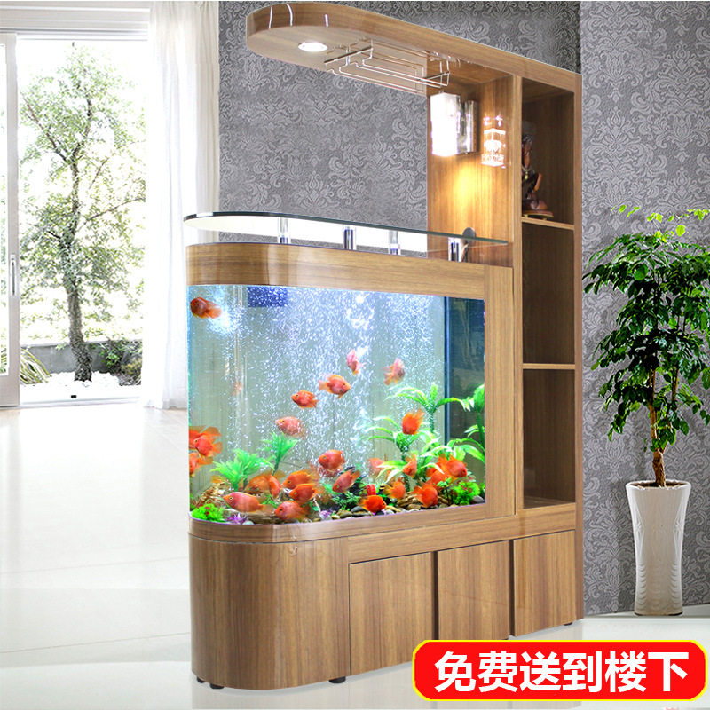 喜灏鱼缸 客厅隔断玄关酒柜大型水族箱 门厅玻璃家用屏风鞋柜