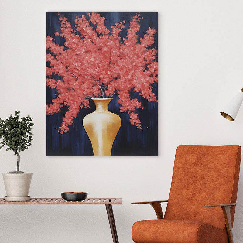 外贸纯手绘油画大副抽象花卉卧室画玄关餐厅客厅装饰画肌理油画