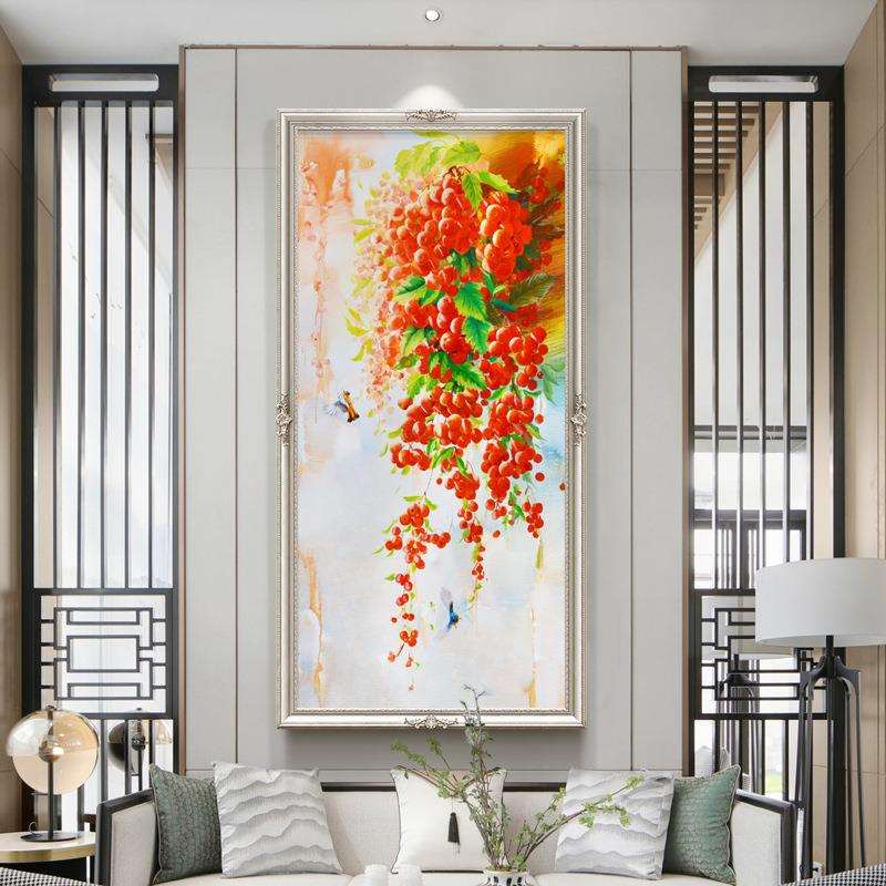 工厂直销新中式入户玄关装饰画现代柿子油画走廊过道别墅酒店挂画