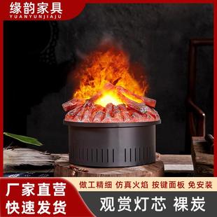 3D霧化壁爐法式 飾 電子壁爐發(fā)光木碳仿真火焰加濕器電視柜背景墻裝
