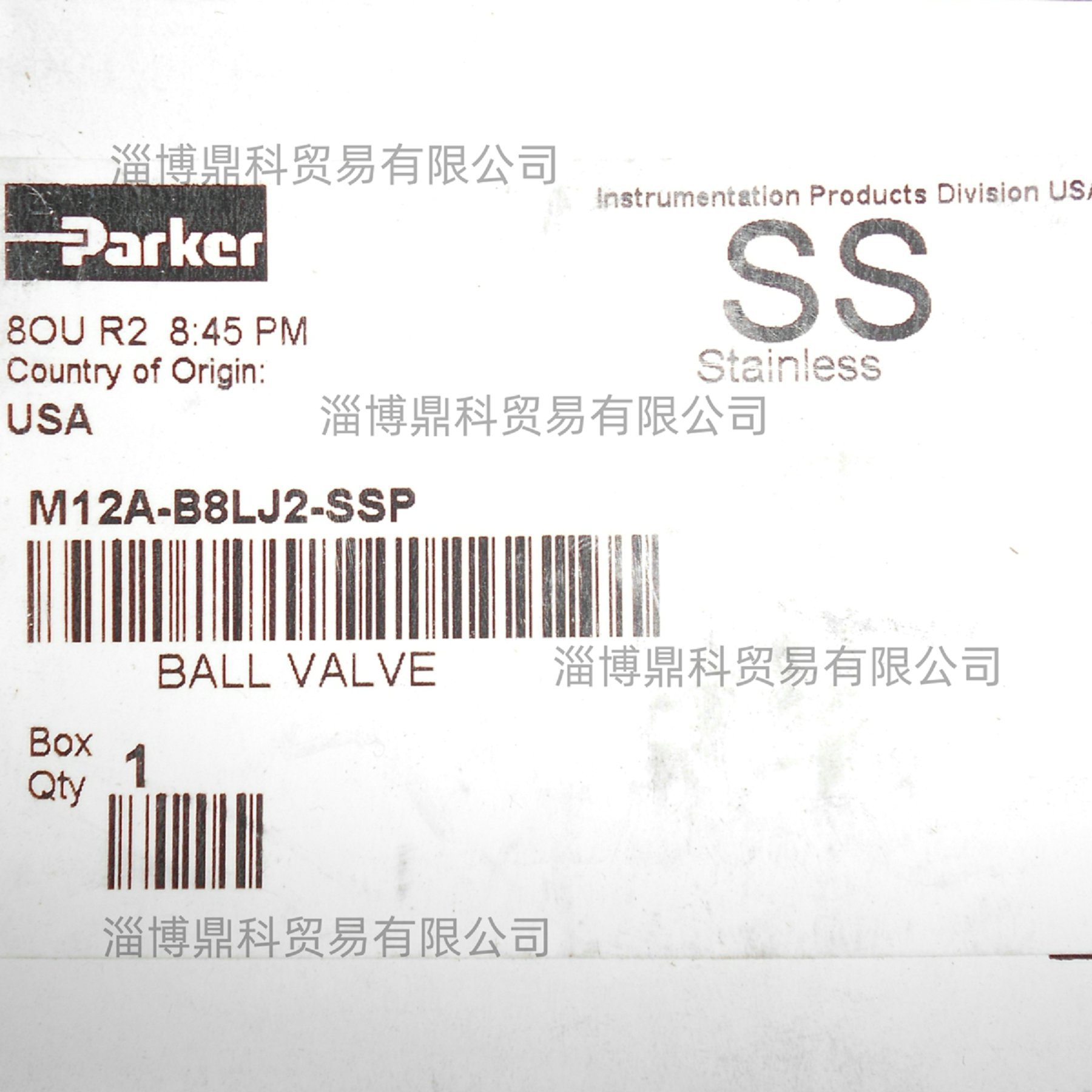 PARKER派克正品原厂仪表球阀不锈钢截止阀M12A-B8LJ2-V-SSP特价