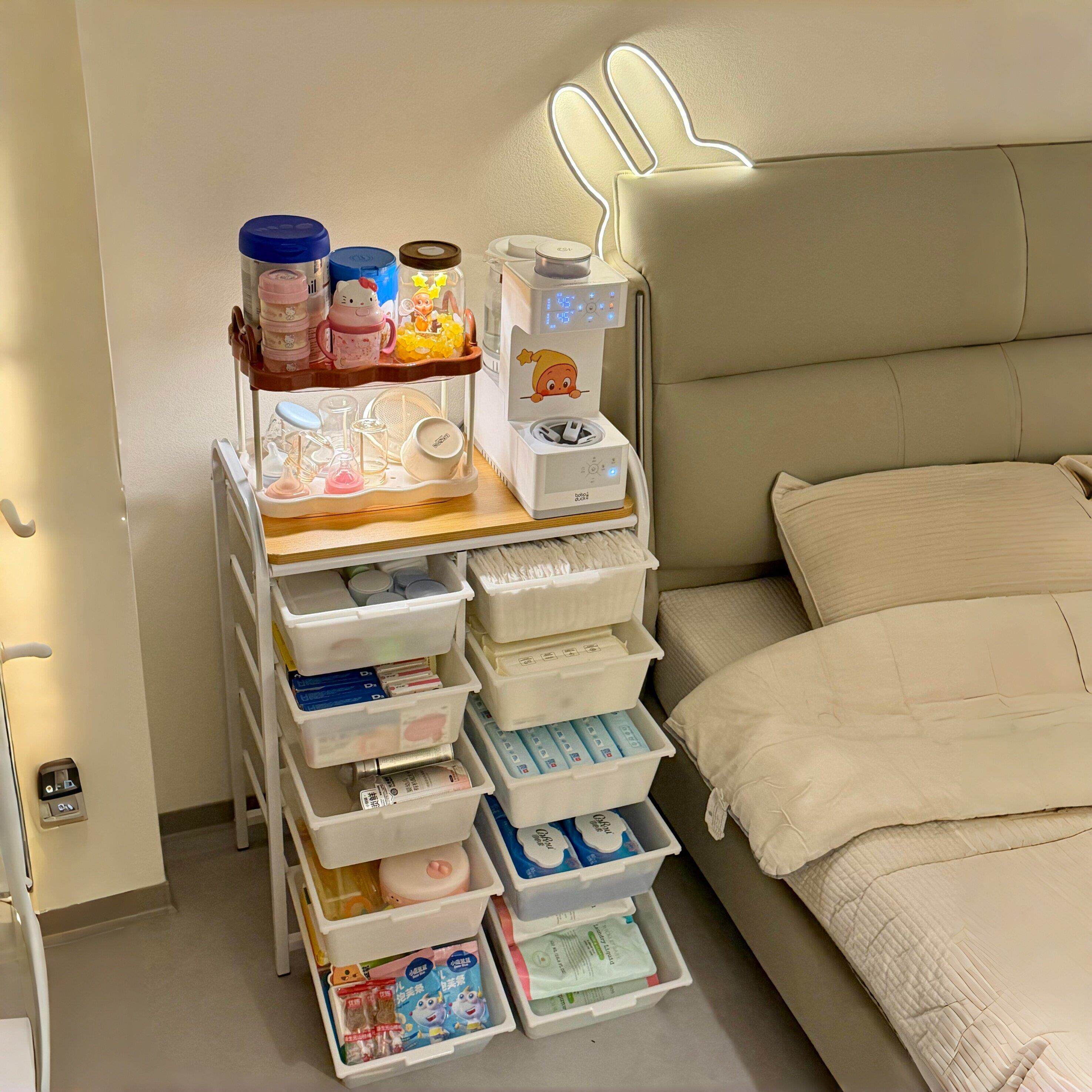 婴儿用品置物架小推车可移动卧室床头抽屉收纳柜宝宝喂养台收纳柜