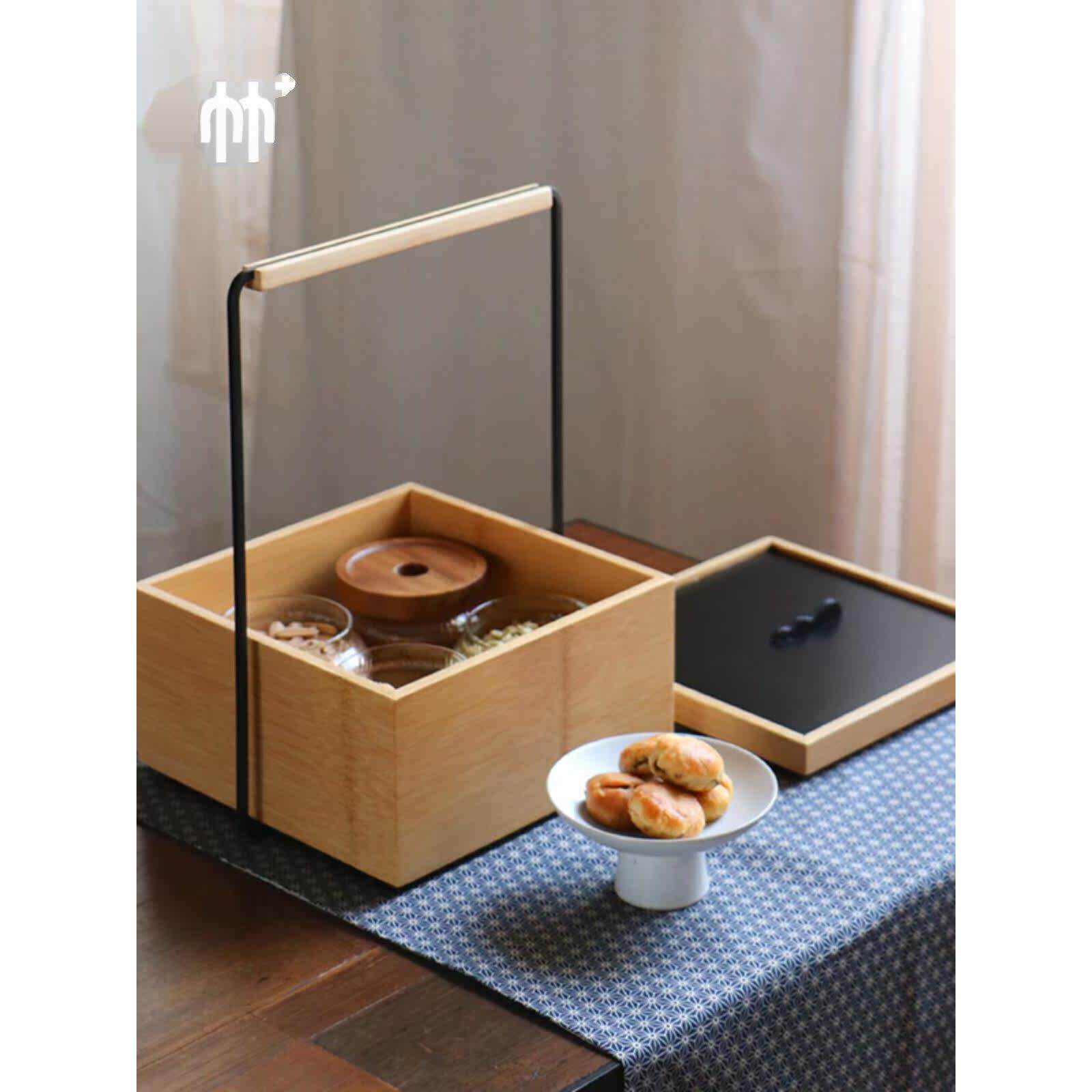 云境整张竹茶具茶饼收纳盒中式便携提篮食盒餐盒野餐篮礼品包装盒
