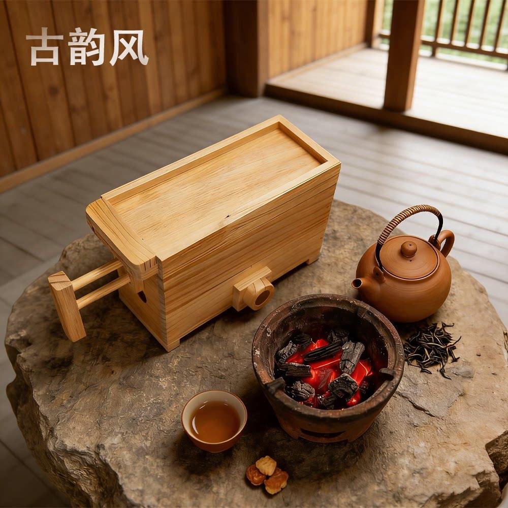 室内老式实木迷你小风手工围炉小型煮茶茶具手拉吹鼓器