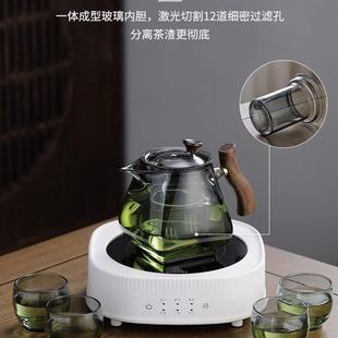 贤丰玻璃煮茶壶电陶炉煮茶器木把泡茶壶花茶壶家用煮茶炉茶具套装