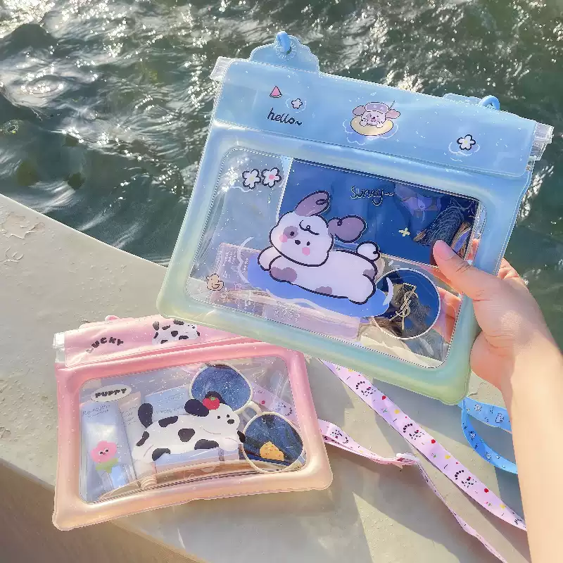 气囊手机防水袋可触屏游泳漂流装备密封海边斜挎大尺寸四重防水包