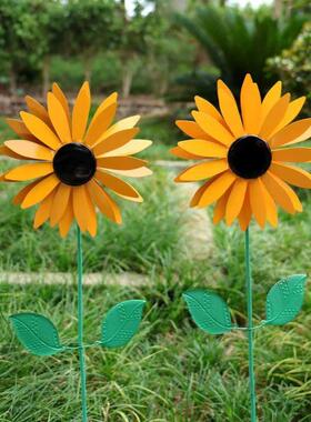 爆款 金属 向日葵旋转风车 windmill 户外园林装饰插件铁艺工艺品