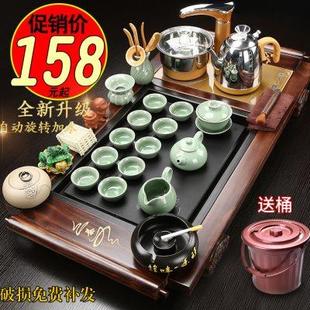 简约全自动一体电磁炉实木茶盘台礼品套装 整套家用功夫茶具套装