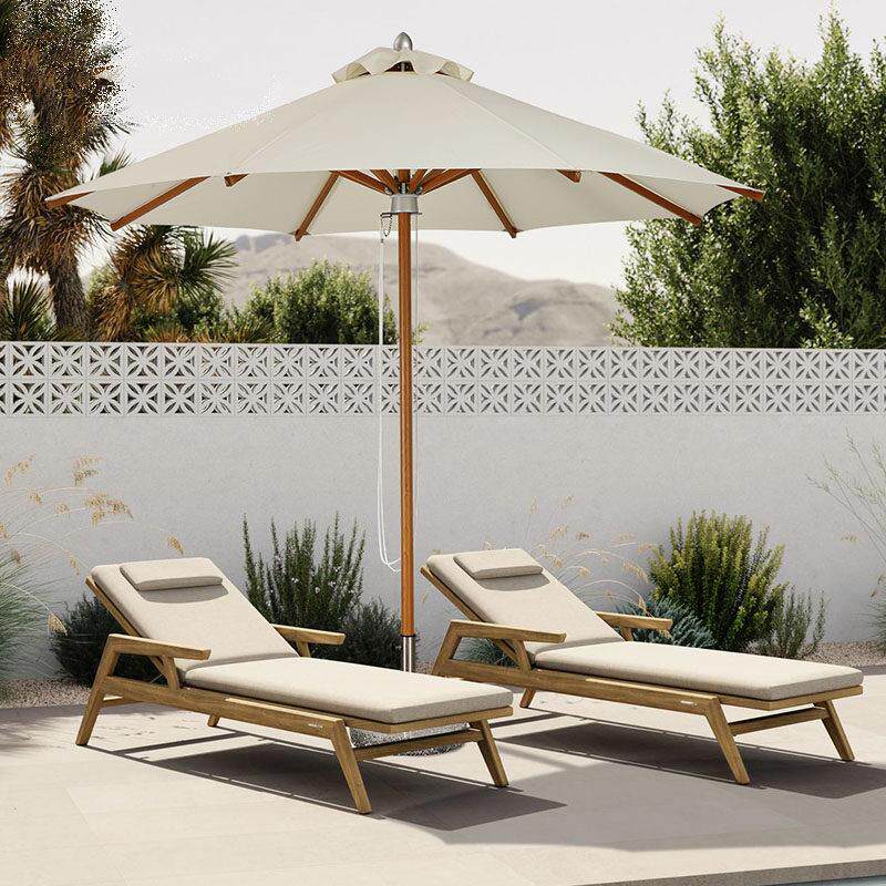 户外遮阳伞铝合金彷木纹中柱圆形沙滩泳池遮阳伞定制咖啡厅商用伞