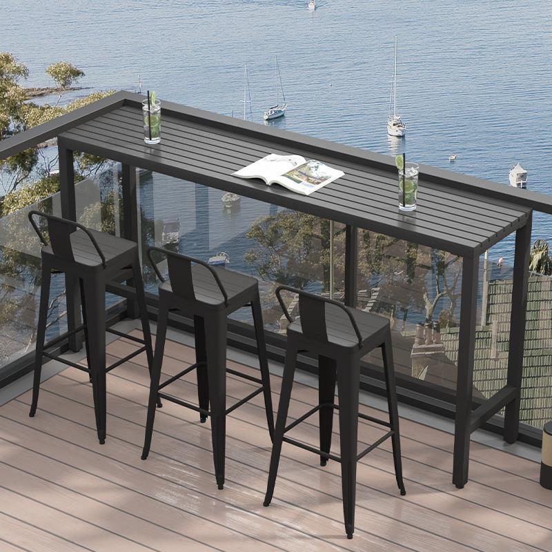 露台户外吧台桌椅组合阳台靠墙长条窄桌防腐防晒咖啡店室外高脚桌