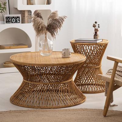 覆古中式藤编小茶几客厅沙发边几民宿侘寂风边几角几做旧古色日式