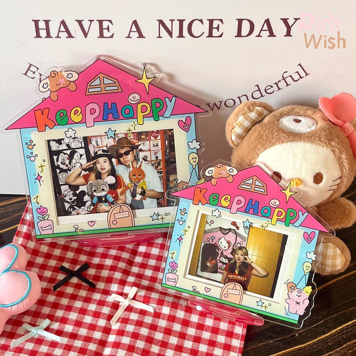 pinkwish白昼梦拍立得相框摆台原创可爱横屏宽幅3寸5寸亚克力立牌