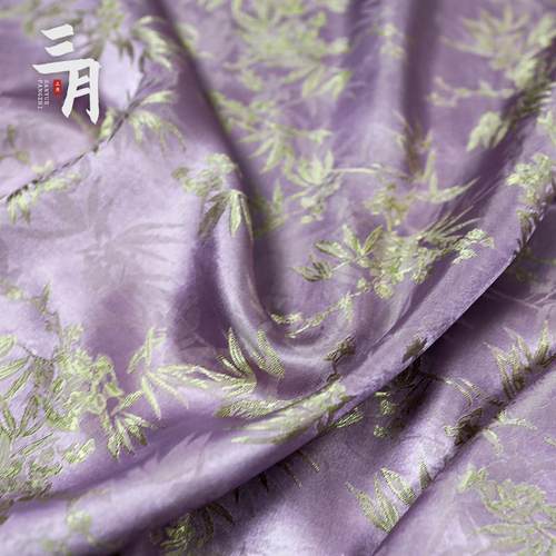 醋酸人丝双面竹叶提花新中式渐变色柔软顺滑国风旗袍汉服服装面料