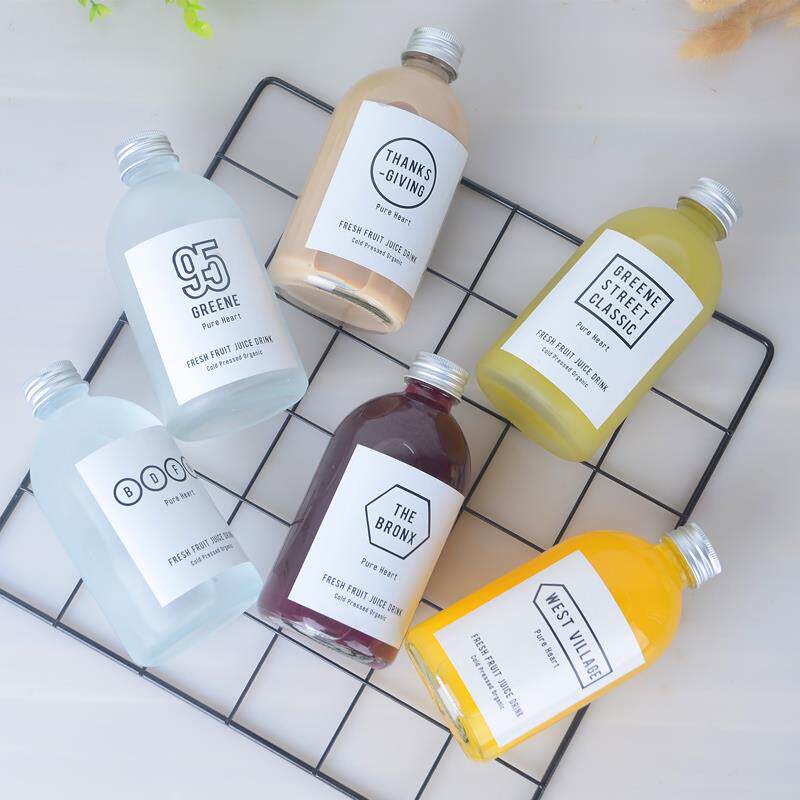 包邮蒙砂泡茶瓶饮料瓶果酒瓶铝盖果汁瓶咖啡瓶果蔬汁极简玻璃瓶