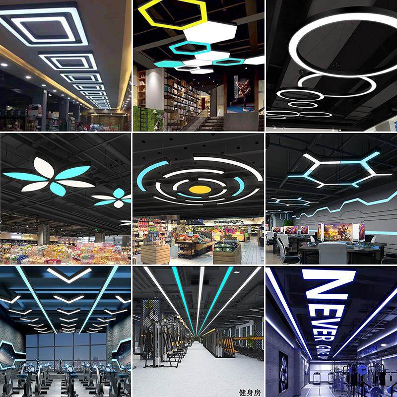 定制异形造型灯Y型圆形创意六边形网咖健身房商场超市工业风吊灯