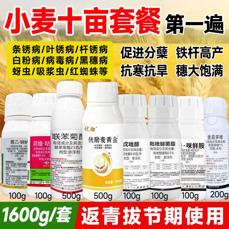 小麦增产套餐一喷三防杀虫杀菌蚜虫红蜘蛛赤霉锈白粉病专用可飞防