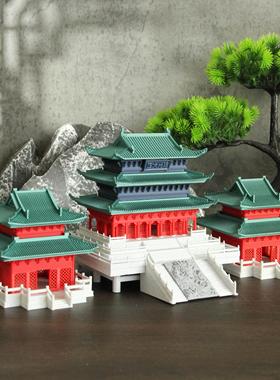 中式覆古带楼阁大殿家居鱼缸水陆缸假山景观沙盘造景装饰摆饰模型