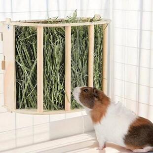 木质兔子草架豚鼠喂草器悬挂笼内兔干草架大容量木草架小宠喂草器