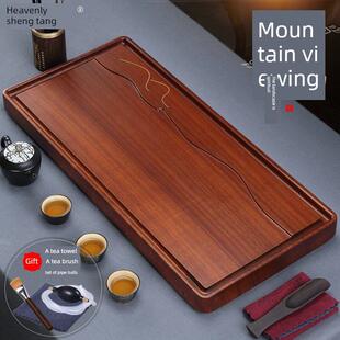 花梨木茶盘家用整块实木功夫茶具简易排水式红木茶海茶托干泡茶台