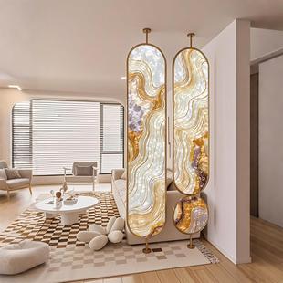 轻奢高端掐丝艺术珐琅彩玻璃可旋转屏风客厅隔断正对入门玄关遮挡