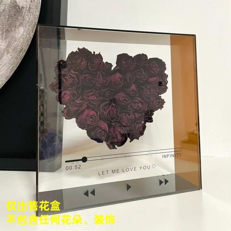 永生花玫瑰花摆件爱的CD压克力礼盒香皂花创意送女朋友生日礼物
