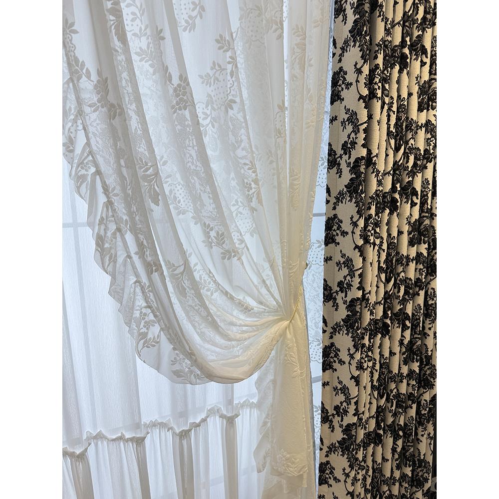 极夜之花新款黑花法式中古风覆古风客厅卧室棉麻提花双面遮光窗帘