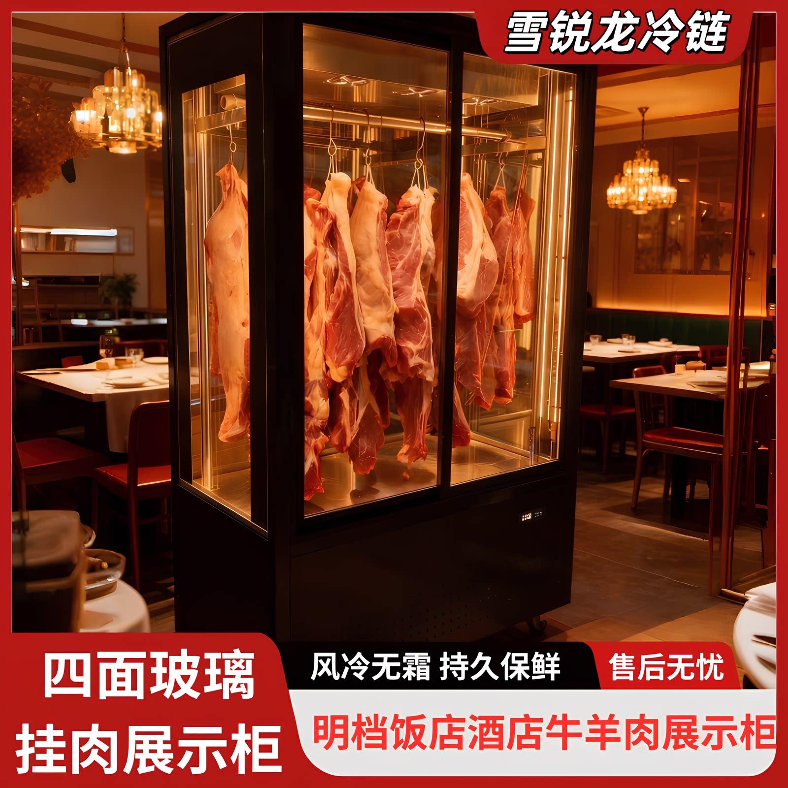 立式挂肉柜牛羊肉排酸柜四面玻璃冷藏冷冻猪肉保鲜腊肠腊肉展示柜