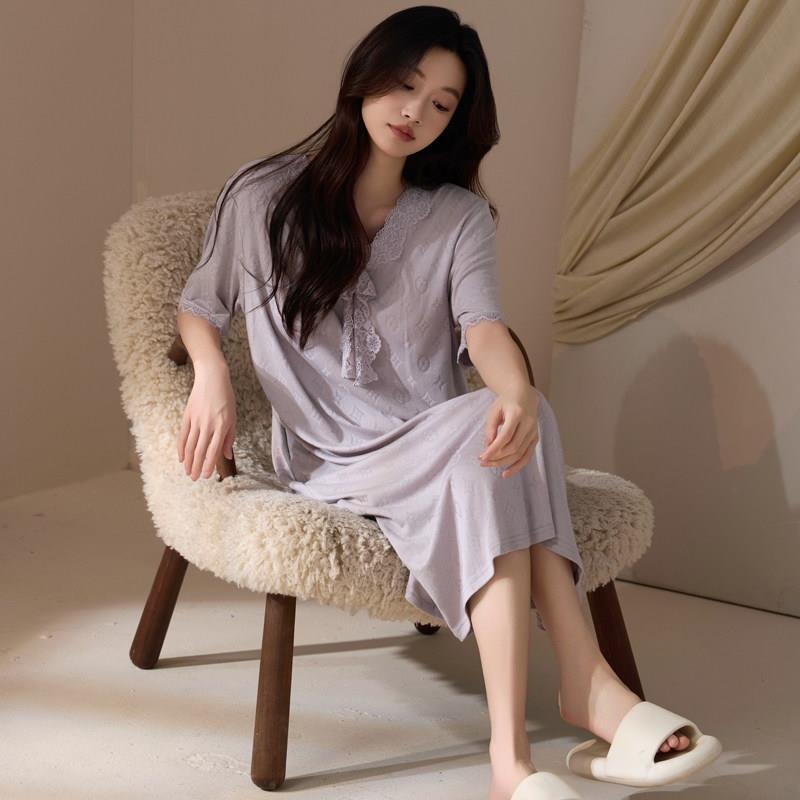 睡裙女夏季莫代尔棉短袖薄款夏天睡衣裙2026年新款妈妈孕妇洋装