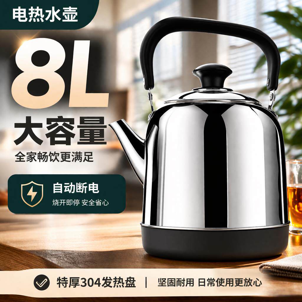 304发热盘烧水壶电热壶自动断电保温耐家用大容量煮水泡茶热水壶