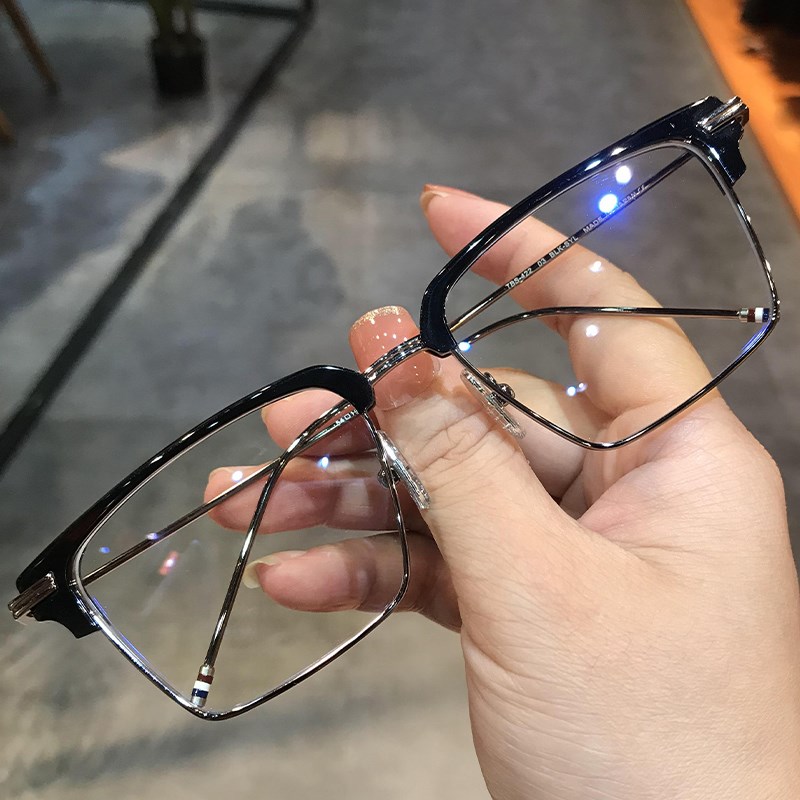 简丹萝心潮百搭眼镜框男女钛架超轻E个性半框大脸眼镜架配近视平