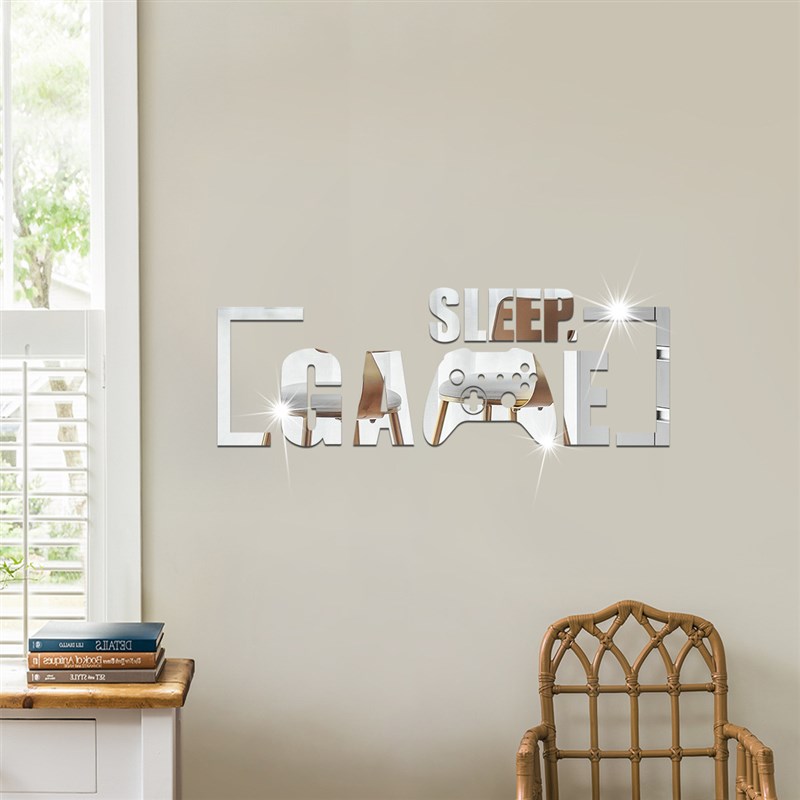 镜面亚克力游戏机字母3D立体墙贴卧室客厅自粘遮丑美化装饰贴纸画