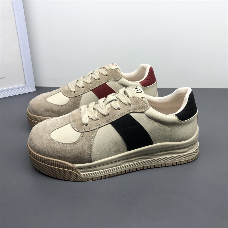 尾货处理真皮小白鞋厚底板鞋新款女鞋时尚运动鞋平底休Z闲德训鞋