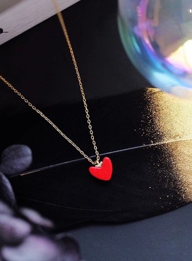 红色爱心项链女2024新款爆款轻奢小众高级感吊坠精致锁骨链颈链夏