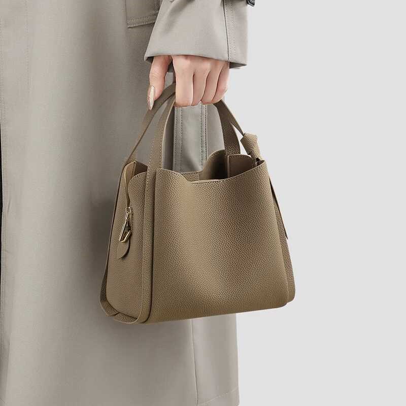真皮手提包菜篮子2025新款时尚气质女士水桶包牛皮单肩包斜挎包女