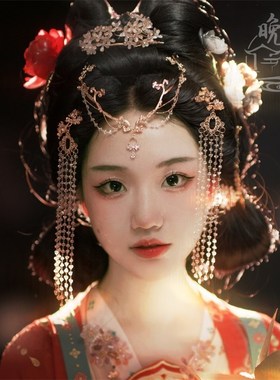 飞流 汉服掩鬓簪流苏唐风头饰发饰古风发簪步摇发钗u型盘发高级感